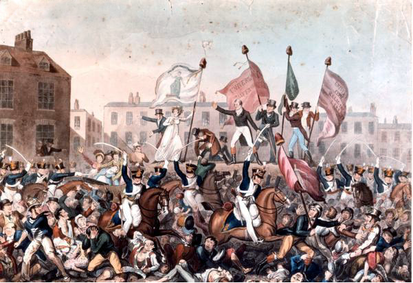 Peterloo Massacre by Richard Carlile (1790–1843) (Manchester Library Services) [Public domain], via Wikimedia Commons