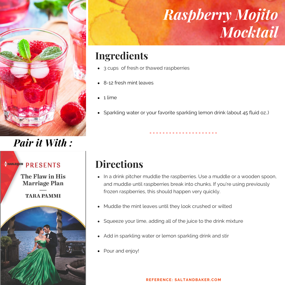 Raspberry Mojito Mocktail

In a drink pitcher, muddle raspberries. Muddle the mint leaves until they look crushed or wilted. Squeeze in lime. Add sparkling water or lemon sparkling drink and stire.