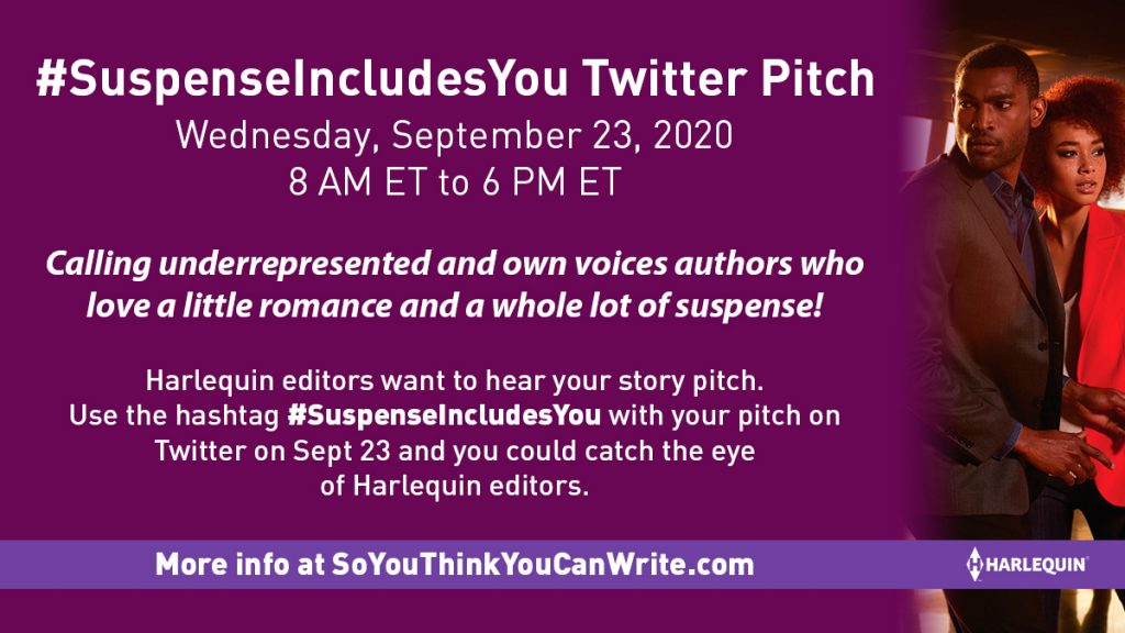#SuspenseIncludesYou Twitter Pitch. More info at SoYouThinkYouCanWrite.com
