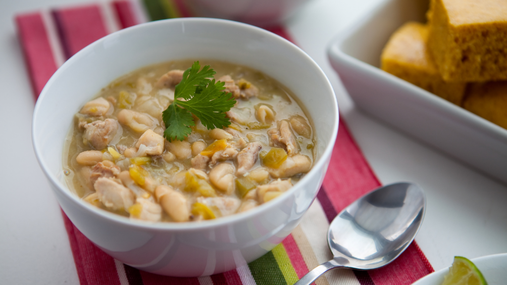 bowl of white chicken chili