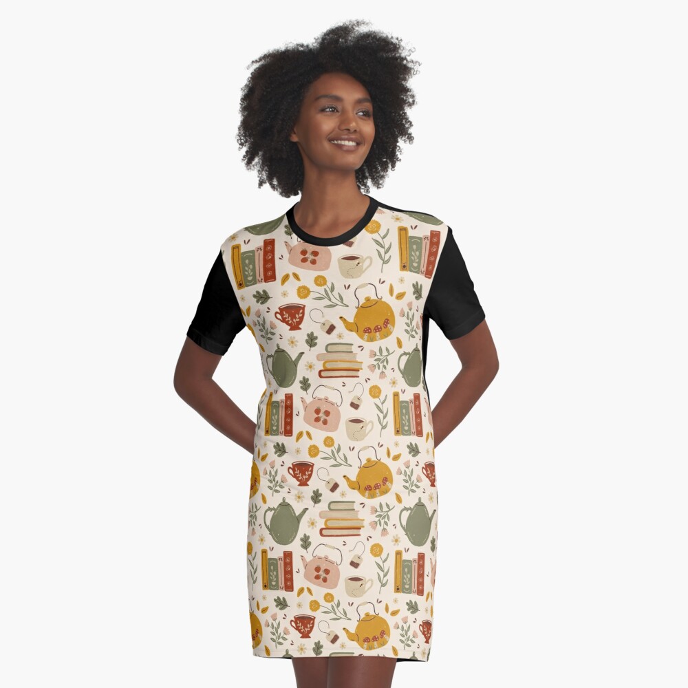 Cozy Reading Time Graphic T-Shirt Dress