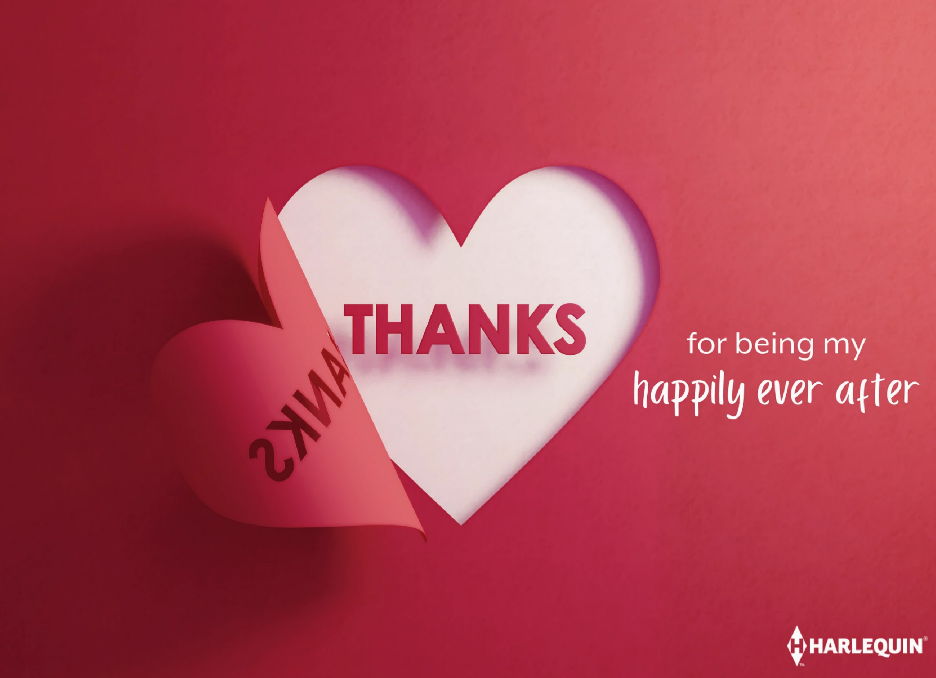 Image of a card with a paper heart reading "Thanks for Being My Happily Ever After"