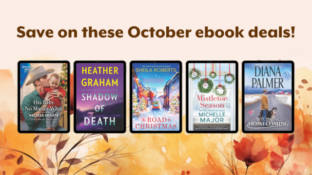 Image of ebook covers on sale over fall background