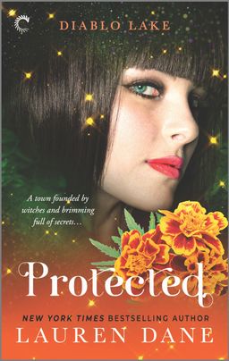 book cover image for Diablo Lake- Protected by Lauren Dane featuring a woman with dark eyeshadow surrounded by flowers