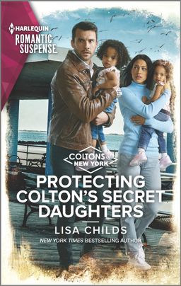 book cover image for Protecting Colton's Secret Daughters by Lisa Childs featuring two concerned adults each holding small children